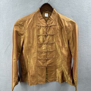 Dosa Blouse Womens 2 Silk Cheongsam Knot Toggle Button Mandarin Style Iridescent